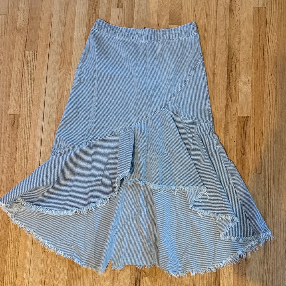 ULLA JOHNSON FRAYED HEM SKIRT DENIM SIZE 26 western cowboy cowgirl